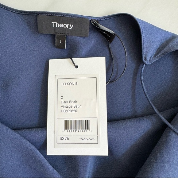Theory Telson Silk Satin Slip Dress Blue Sz 2 - Picture 6 of 8